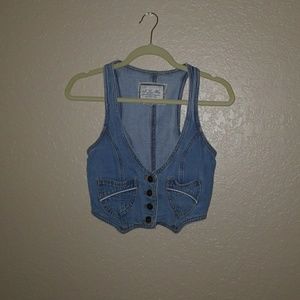 Cropped Denim Vest